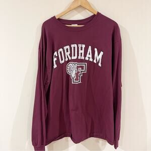 Fordham University Rams Long Sleeve Tee Pullover Men’s size XL Burgundy